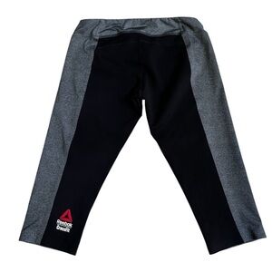 Reebok Crossfit black & gray capri athletic leggings colorblock banded waist, M.